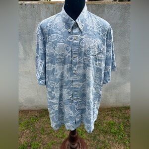 PreOwned Reyn Spooner Classic Fit Hawaiian Print Blue Men's 3XL Full Button